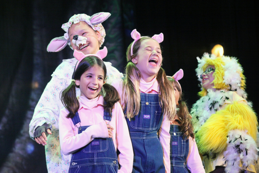 Actors in costumes from Shrek Jr