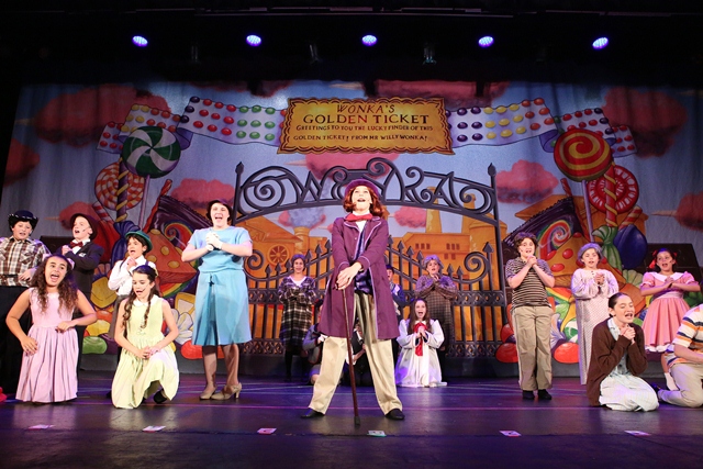 Actors in costumes from Willy Wonka Kids